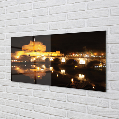 Quadro in vetro Notte dei ponti sul fiume roma