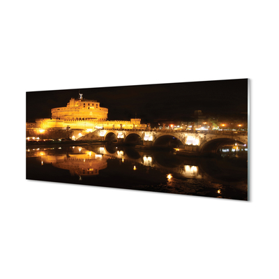 Quadro in vetro Notte dei ponti sul fiume roma