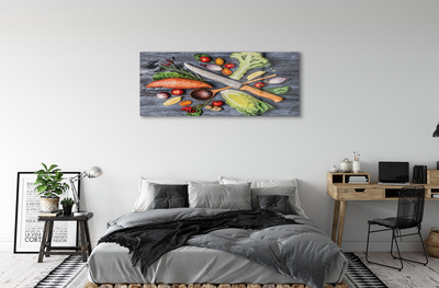 Quadro vetro Coltello patate dolci pomodori spinaci