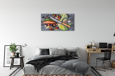 Quadro vetro Coltello patate dolci pomodori spinaci