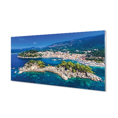 Quadro di vetro Grecia panorama città mare