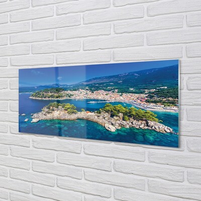 Quadro di vetro Grecia panorama città mare