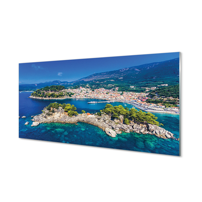 Quadro di vetro Grecia panorama città mare