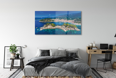 Quadro di vetro Grecia panorama città mare