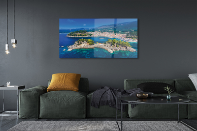 Quadro di vetro Grecia panorama città mare