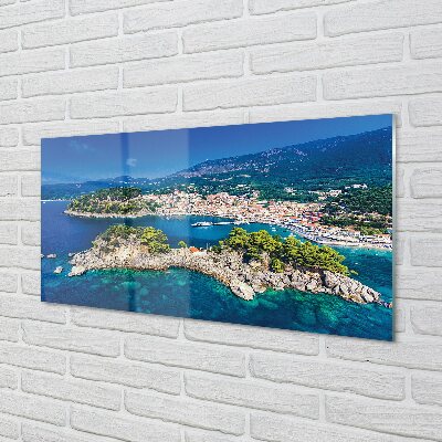 Quadro di vetro Grecia panorama città mare