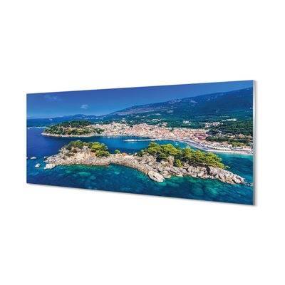 Quadro di vetro Grecia panorama città mare