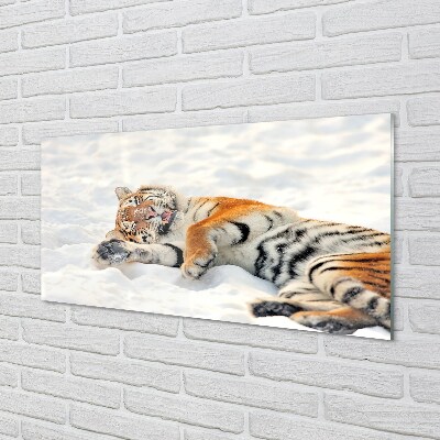 Quadro su vetro La neve invernale della tigre