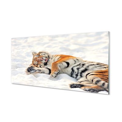 Quadro su vetro La neve invernale della tigre