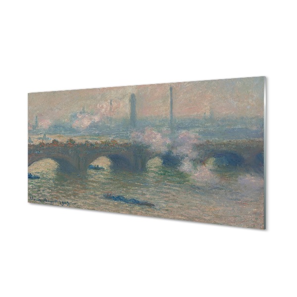 Quadro in vetro Ponte di waterloo in una giornata nuvolosa - claude monet