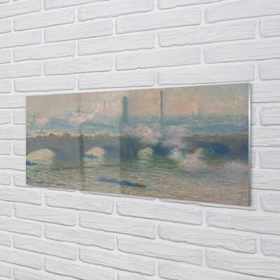 Quadro in vetro Ponte di waterloo in una giornata nuvolosa - claude monet