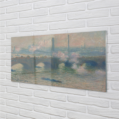 Quadro in vetro Ponte di waterloo in una giornata nuvolosa - claude monet