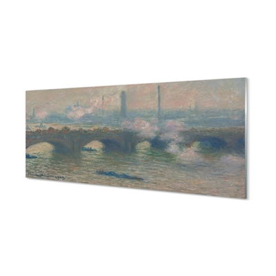 Quadro in vetro Ponte di waterloo in una giornata nuvolosa - claude monet