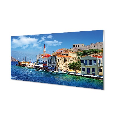 Quadro su vetro Grecia costa montagne mare