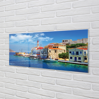 Quadro su vetro Grecia costa montagne mare