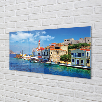 Quadro su vetro Grecia costa montagne mare