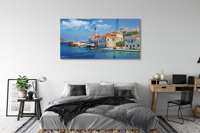 Quadro su vetro Grecia costa montagne mare