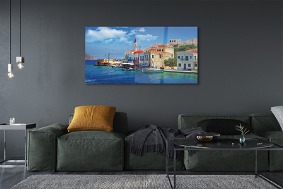 Quadro su vetro Grecia costa montagne mare