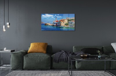 Quadro su vetro Grecia costa montagne mare