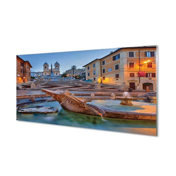 Quadro in vetro Roma tramonto fontana edifici