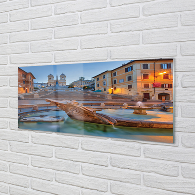 Quadro in vetro Roma tramonto fontana edifici