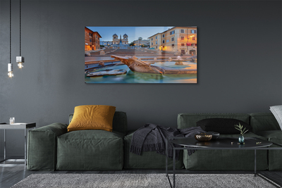 Quadro in vetro Roma tramonto fontana edifici