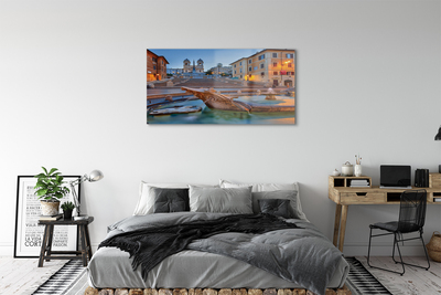 Quadro in vetro Roma tramonto fontana edifici