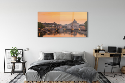 Quadro in vetro Roma tramonto ponti fiume edifici