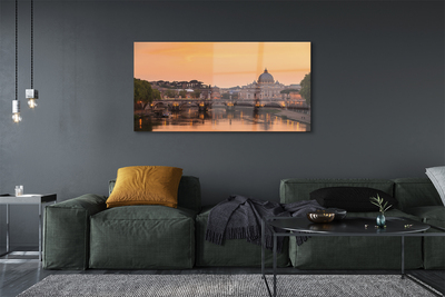 Quadro in vetro Roma tramonto ponti fiume edifici