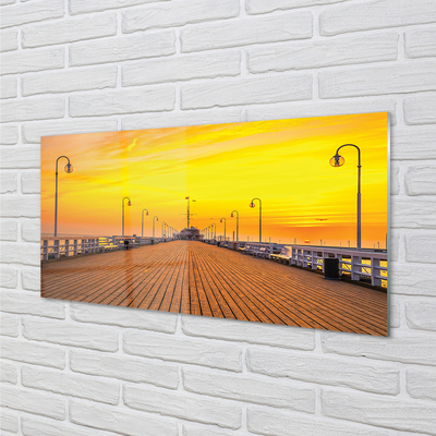 Quadro su vetro Molo di danzica tramonto mare