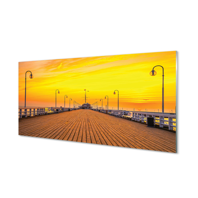 Quadro su vetro Molo di danzica tramonto mare