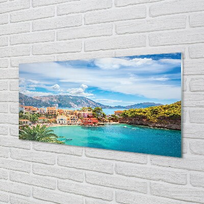 Quadro in vetro Grecia costa montagne mare