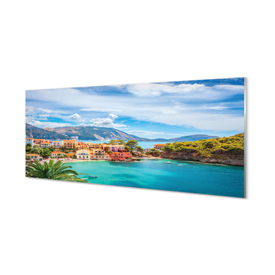 Quadro in vetro Grecia costa montagne mare