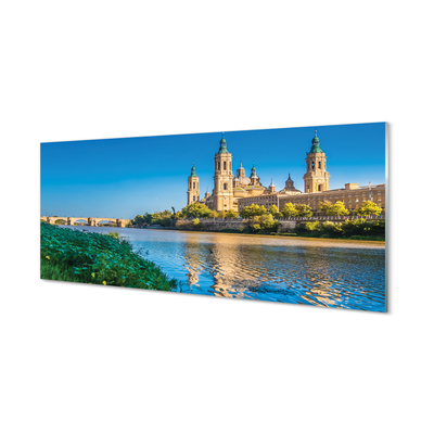 Quadro di vetro Spagna cattedrale fiume