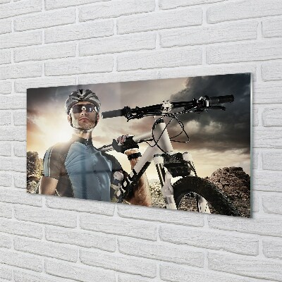 Quadro su vetro Ciclista delle nuvole