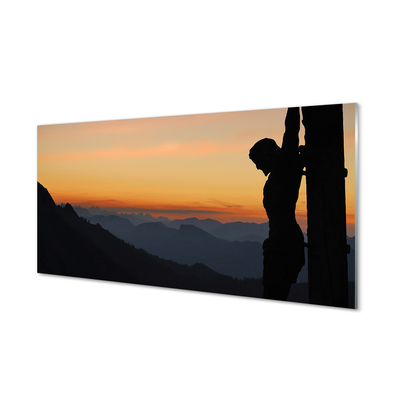 Quadro in vetro Tramonto di gesù crocifisso