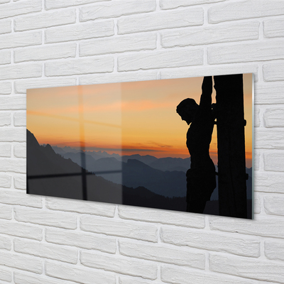 Quadro in vetro Tramonto di gesù crocifisso