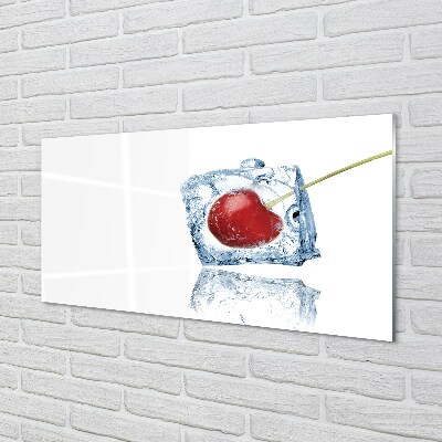 Quadro in vetro Cubetto di ghiaccio alla ciliegia