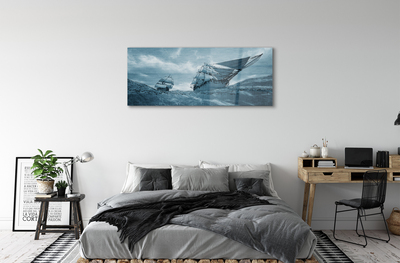 Quadro in vetro Nave tempesta cielo mare