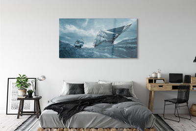 Quadro in vetro Nave tempesta cielo mare