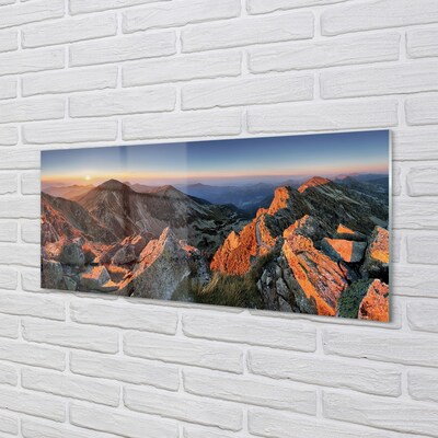 Quadro in vetro Tramonto sulle montagne