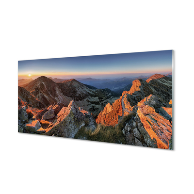 Quadro in vetro Tramonto sulle montagne