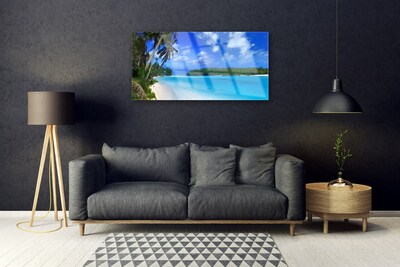 Quadro in vetro Spiaggia Palme Mare