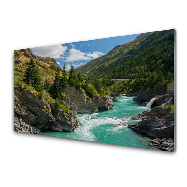 Quadro vetro Montagne Fiume Paesaggio