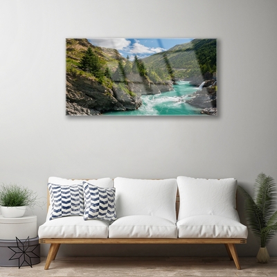 Quadro vetro Montagne Fiume Paesaggio