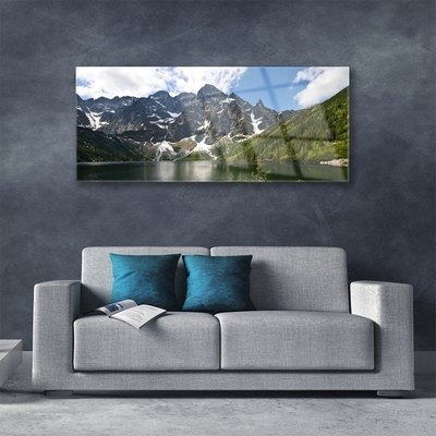 Quadro di vetro Paesaggio forestale del lago di montagna