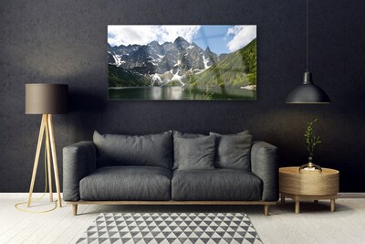 Quadro di vetro Paesaggio forestale del lago di montagna