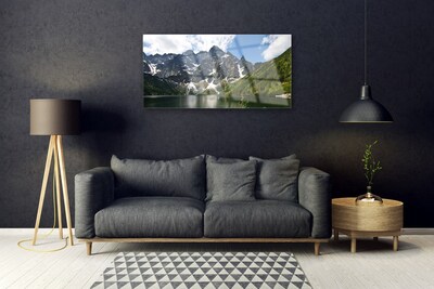 Quadro di vetro Paesaggio forestale del lago di montagna