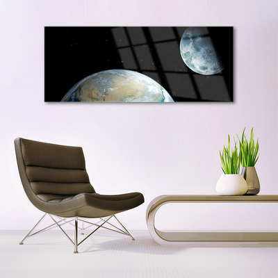 Quadro in vetro Luna Terra Spazio