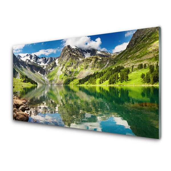 Quadro in vetro Paesaggio del lago di montagna